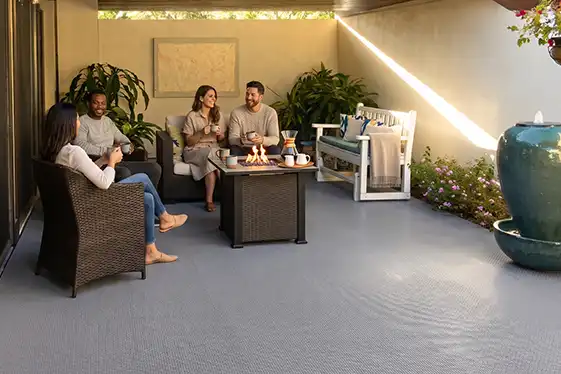 coffee-with-friends A group of friends start their day with coffee on a patio with deck tile.