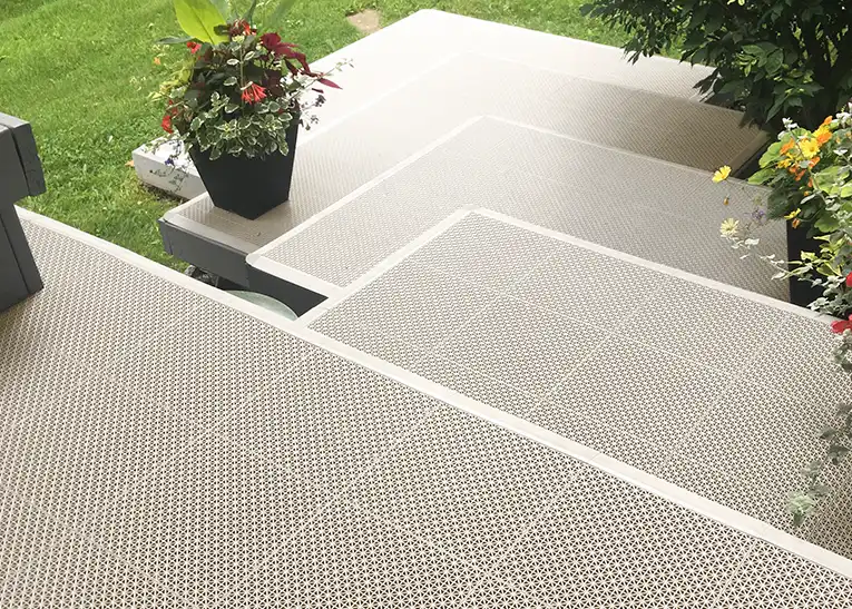 Deck transformed DuraGrid deck tiles and edges.